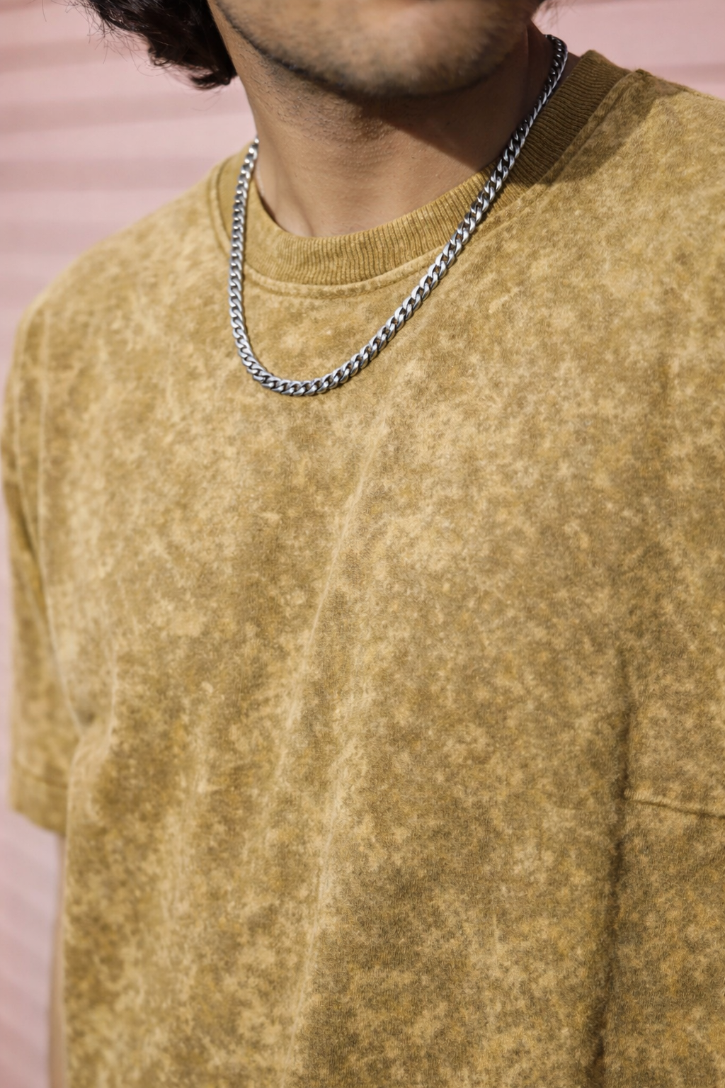 OLIVE YELLOW ACID WASH STYLE OVERSIZED TSHIRT