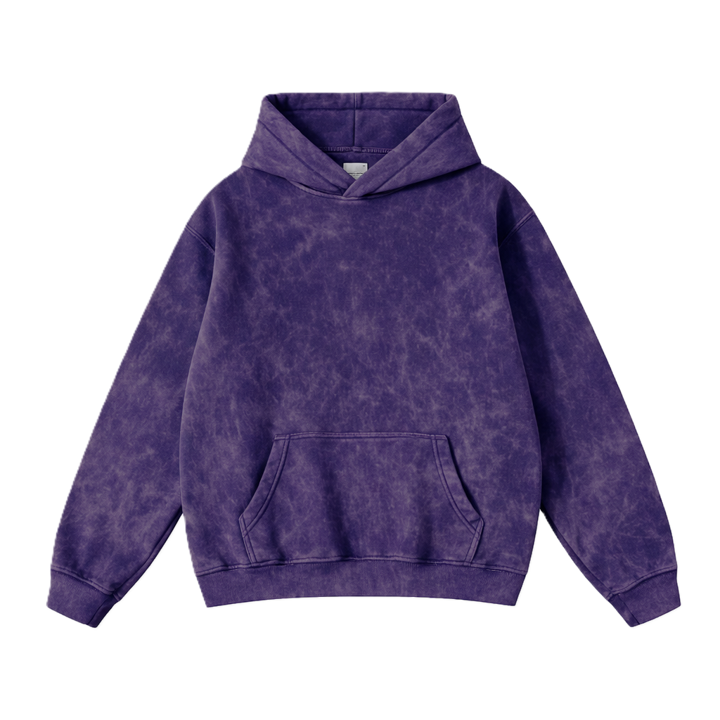 PURPLE ACID WASH STYLE 350 GSM OVERSIZED FLEECE HOODIE