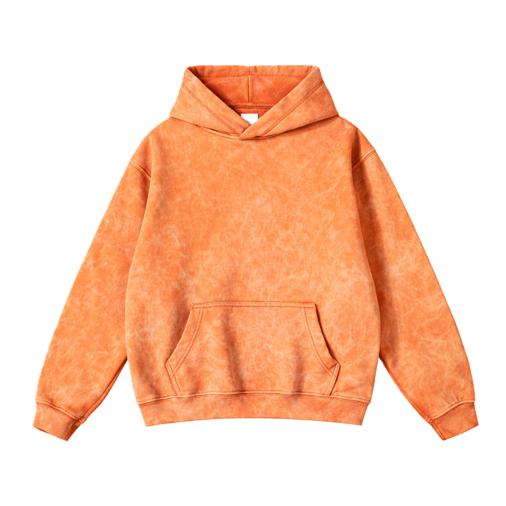 ORANGE ACID WASH STYLE 350 GSM OVERSIZED FLEECE HOODIE