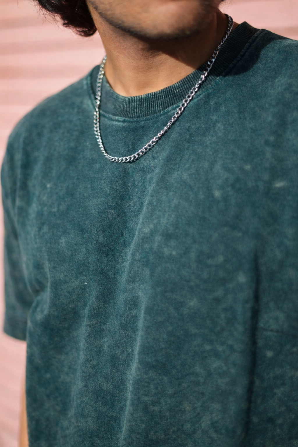 TEAL BLUE ACID WASH STYLE OVERSIZED TSHIRT