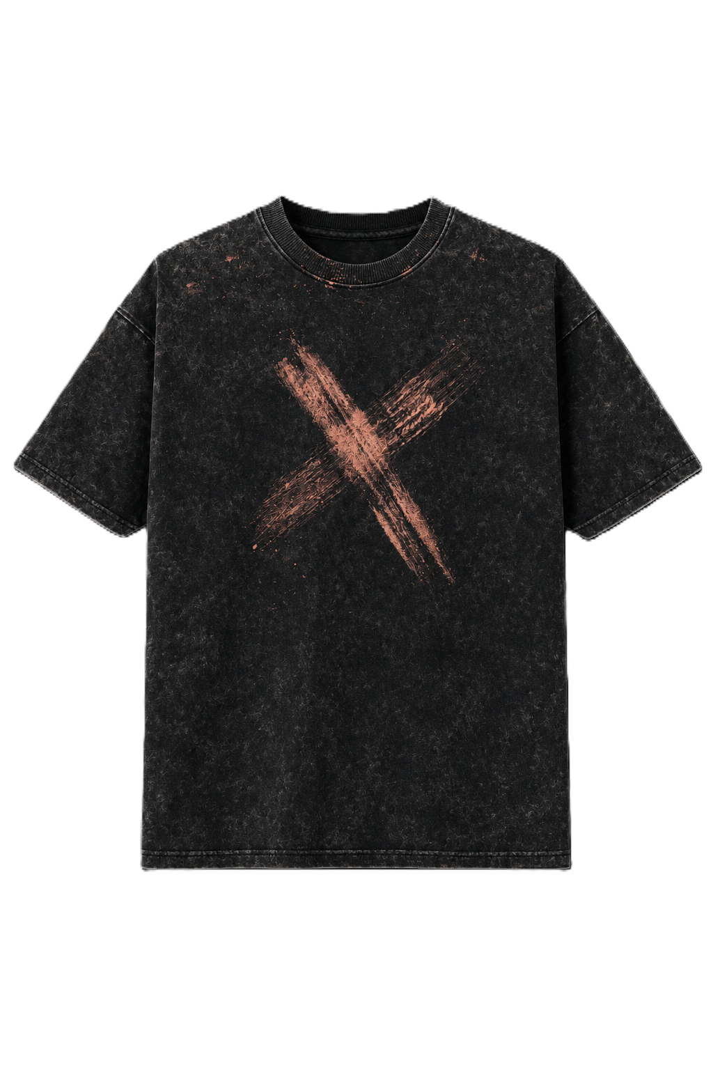 BRUSH STROKES X MARK BLACK ACID WASH OVERSIZED T-SHIRT