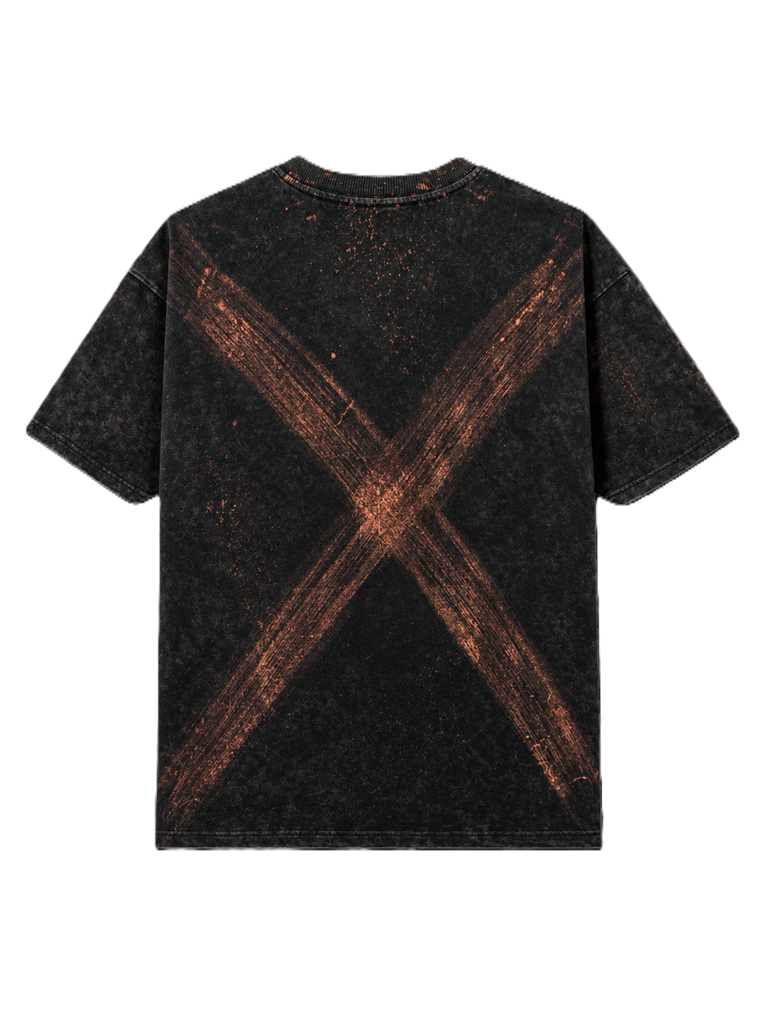 BRUSH STROKES X MARK BLACK ACID WASH OVERSIZED T-SHIRT