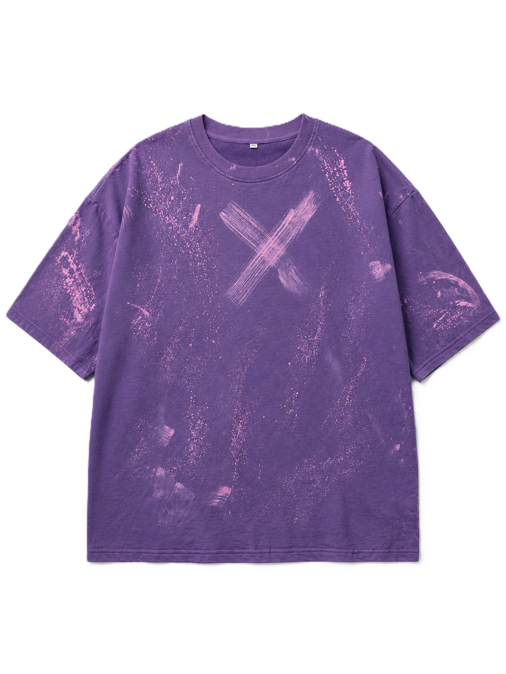 BRUSH STROKES X MARK PURPLE ACID WASH OVERSIZED T-SHIRT