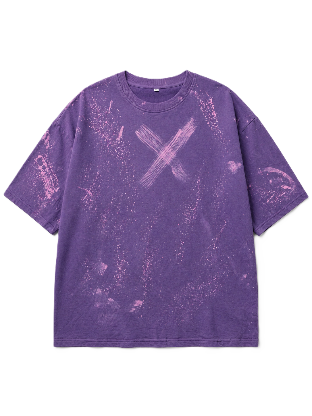 BRUSH STROKES X MARK PURPLE ACID WASH OVERSIZED T-SHIRT