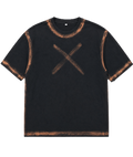 BORDER STROKES X MARK BLACK ACID-WASHED OVERSIZED T-SHIRT