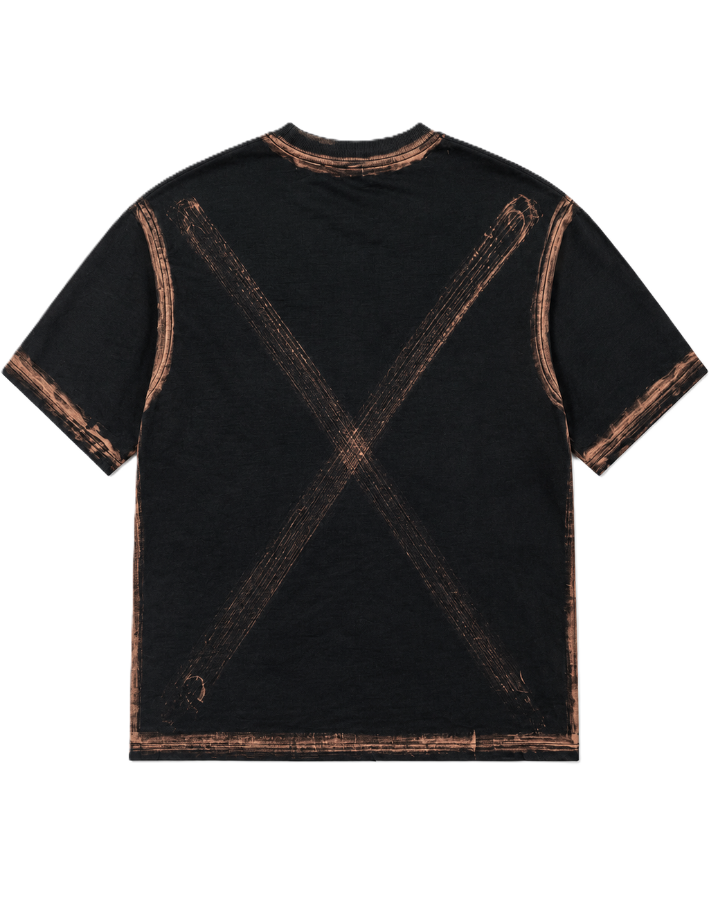 BORDER STROKES X MARK BLACK ACID-WASHED OVERSIZED T-SHIRT