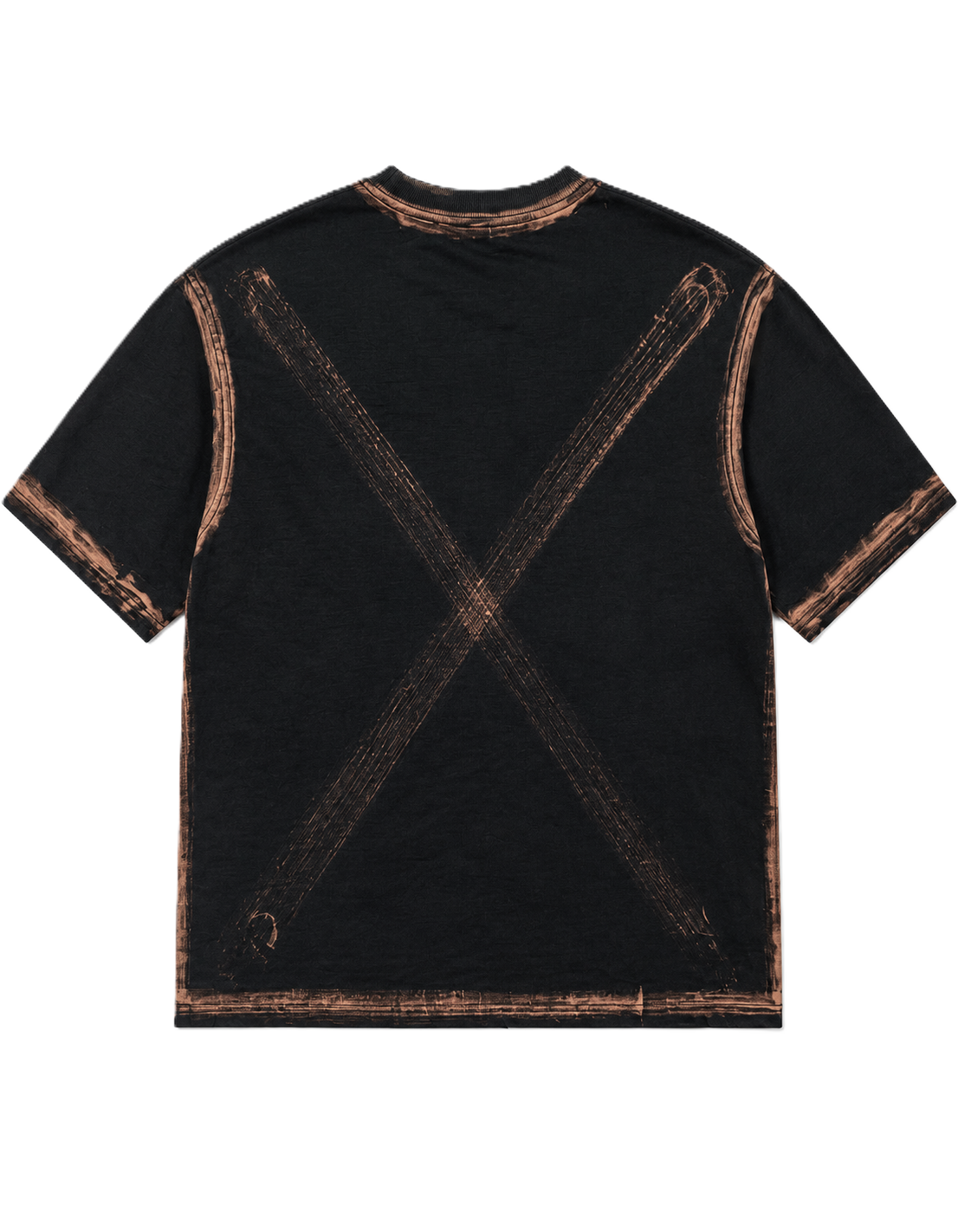 BORDER STROKES X MARK BLACK ACID-WASHED OVERSIZED T-SHIRT