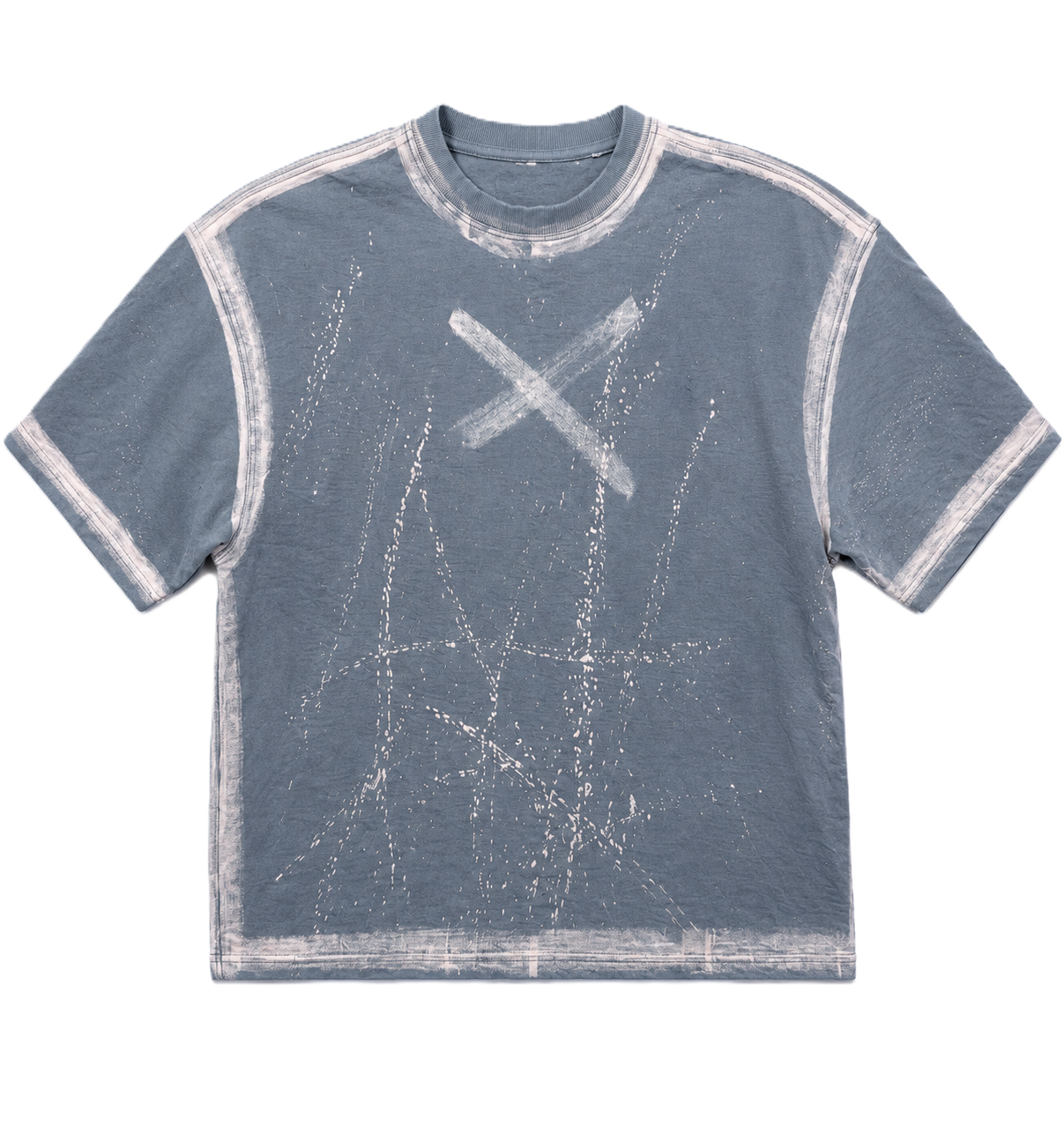 BORDER STROKES X MARK CHARCOAL ACID-WASHED OVERSIZED T-SHIRT