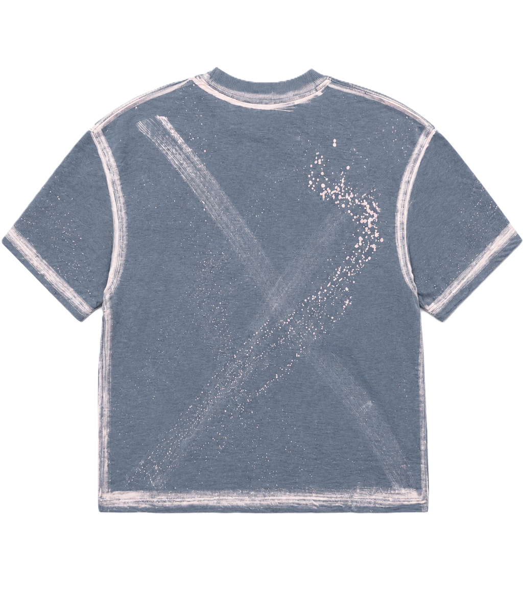 BORDER STROKES X MARK CHARCOAL ACID-WASHED OVERSIZED T-SHIRT