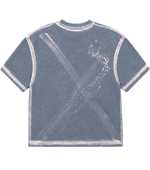 BORDER STROKES X MARK CHARCOAL ACID-WASHED OVERSIZED T-SHIRT