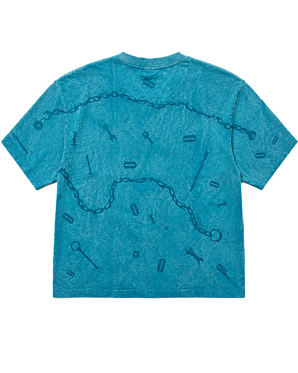 GARAGE TOOLS TEAL ACID-WASH OVERSIZED T-SHIRT