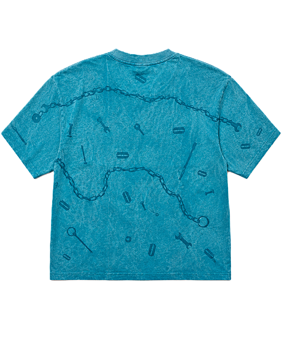 GARAGE TOOLS TEAL ACID-WASH OVERSIZED T-SHIRT