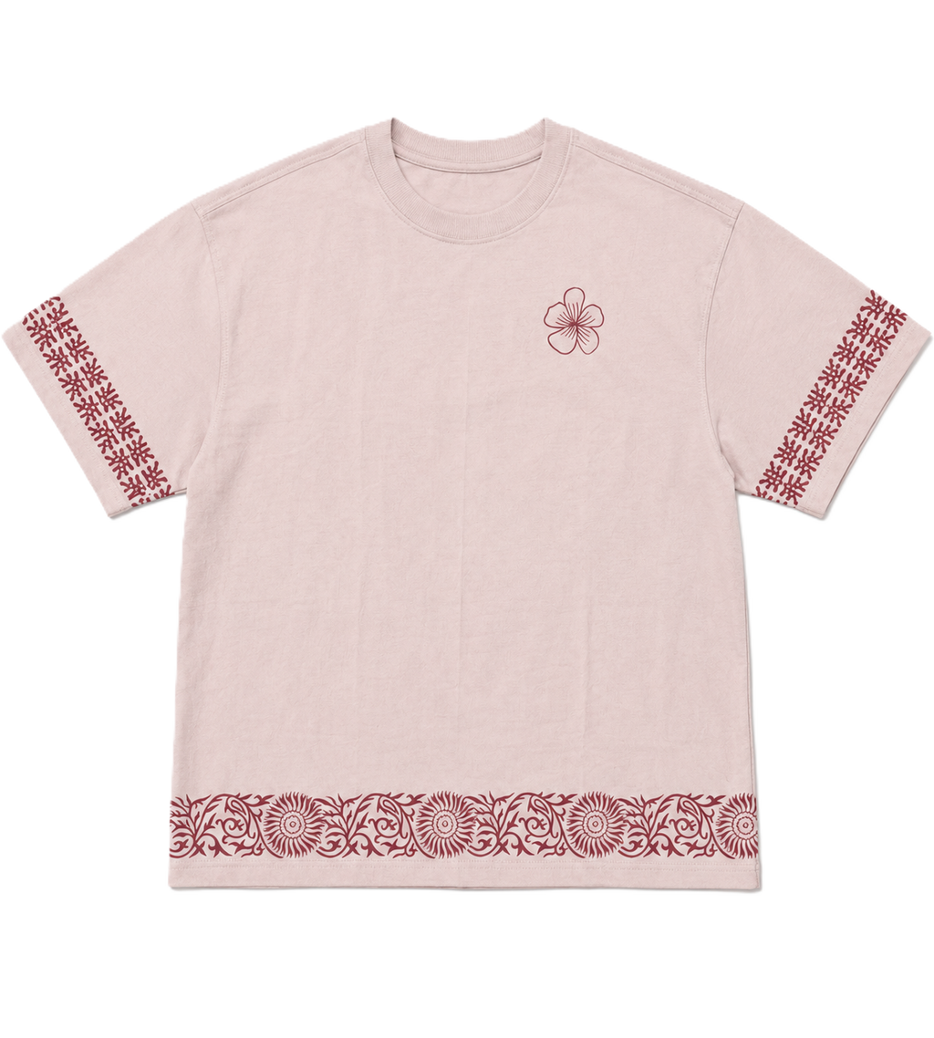 BORDER BLOCK PRINTED FLORAL OVERSIZED T-SHIRT