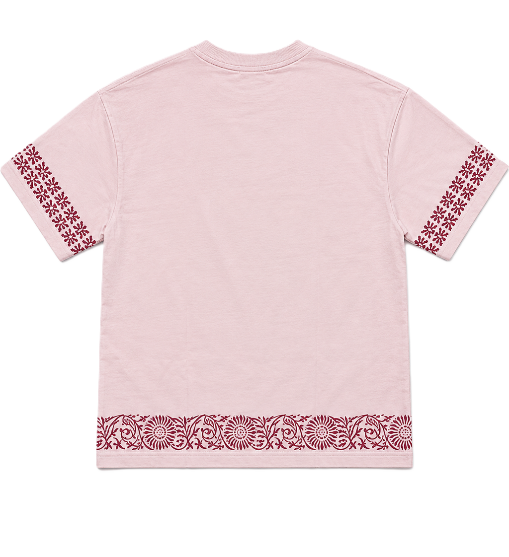 BORDER BLOCK PRINTED FLORAL OVERSIZED T-SHIRT