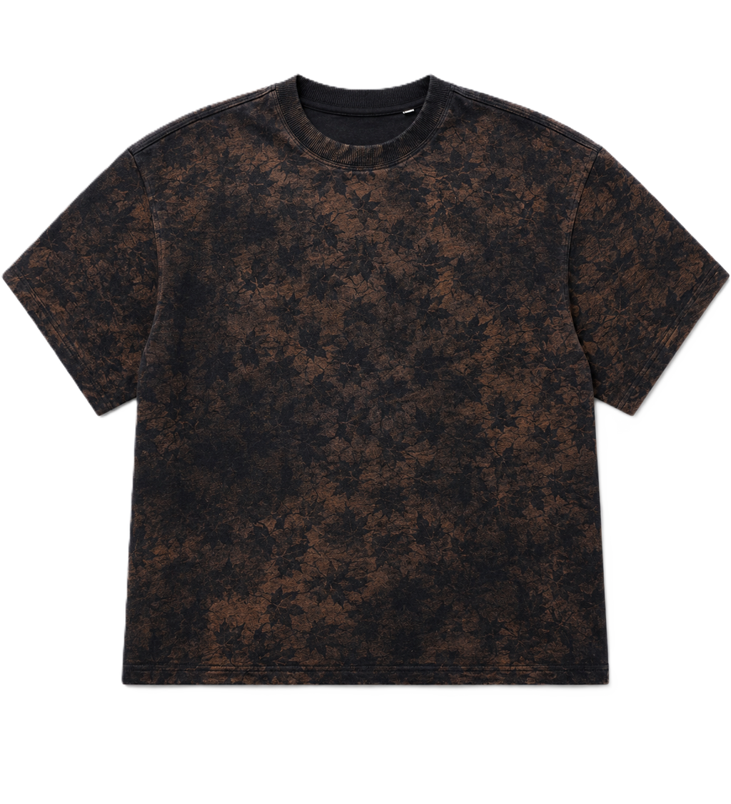 FLORAL RUST BLACK ACID WASH OVERSIZED T-SHIRT