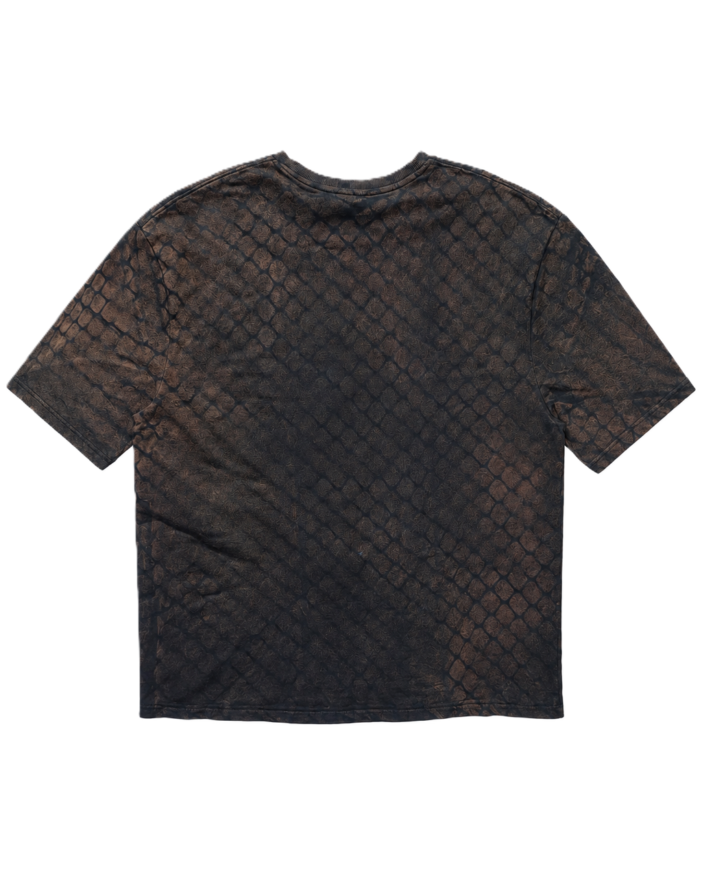 RUST GRID BLACK ACID WASH OVERSIZED T-SHIRT