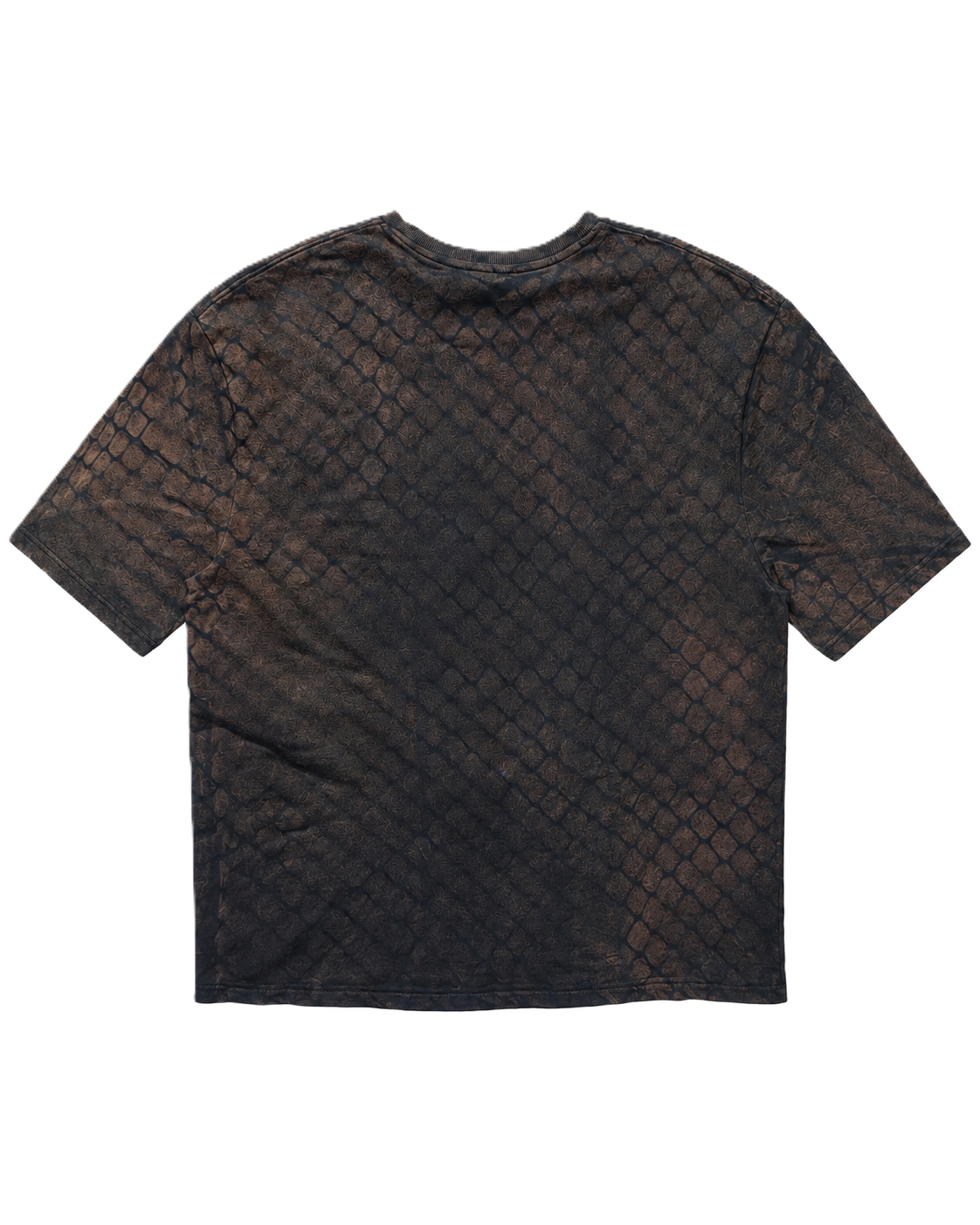 RUST GRID BLACK ACID WASH OVERSIZED T-SHIRT