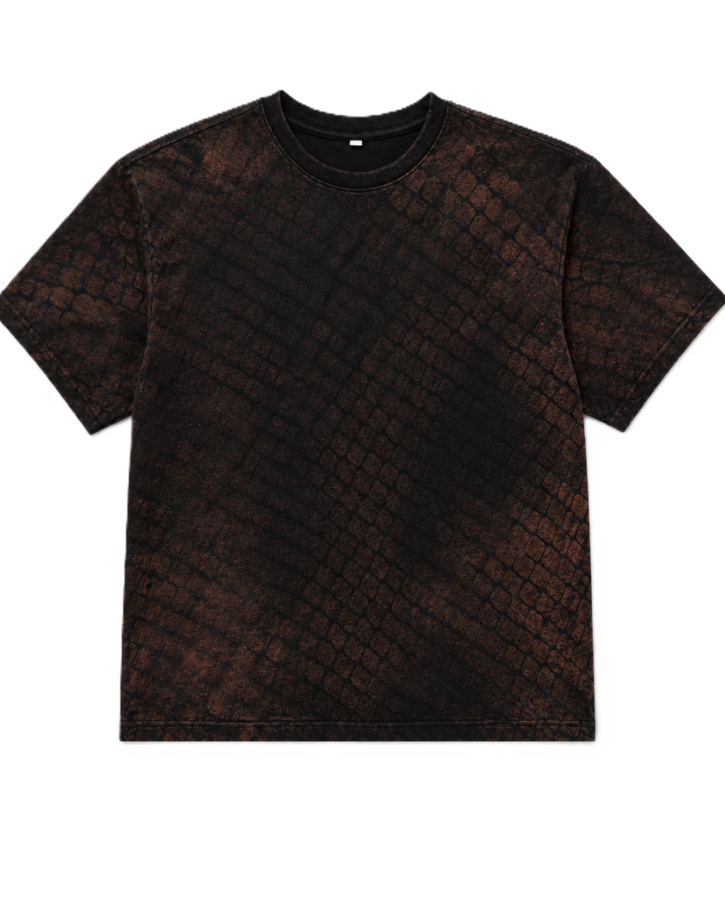 RUST GRID BLACK ACID WASH OVERSIZED T-SHIRT
