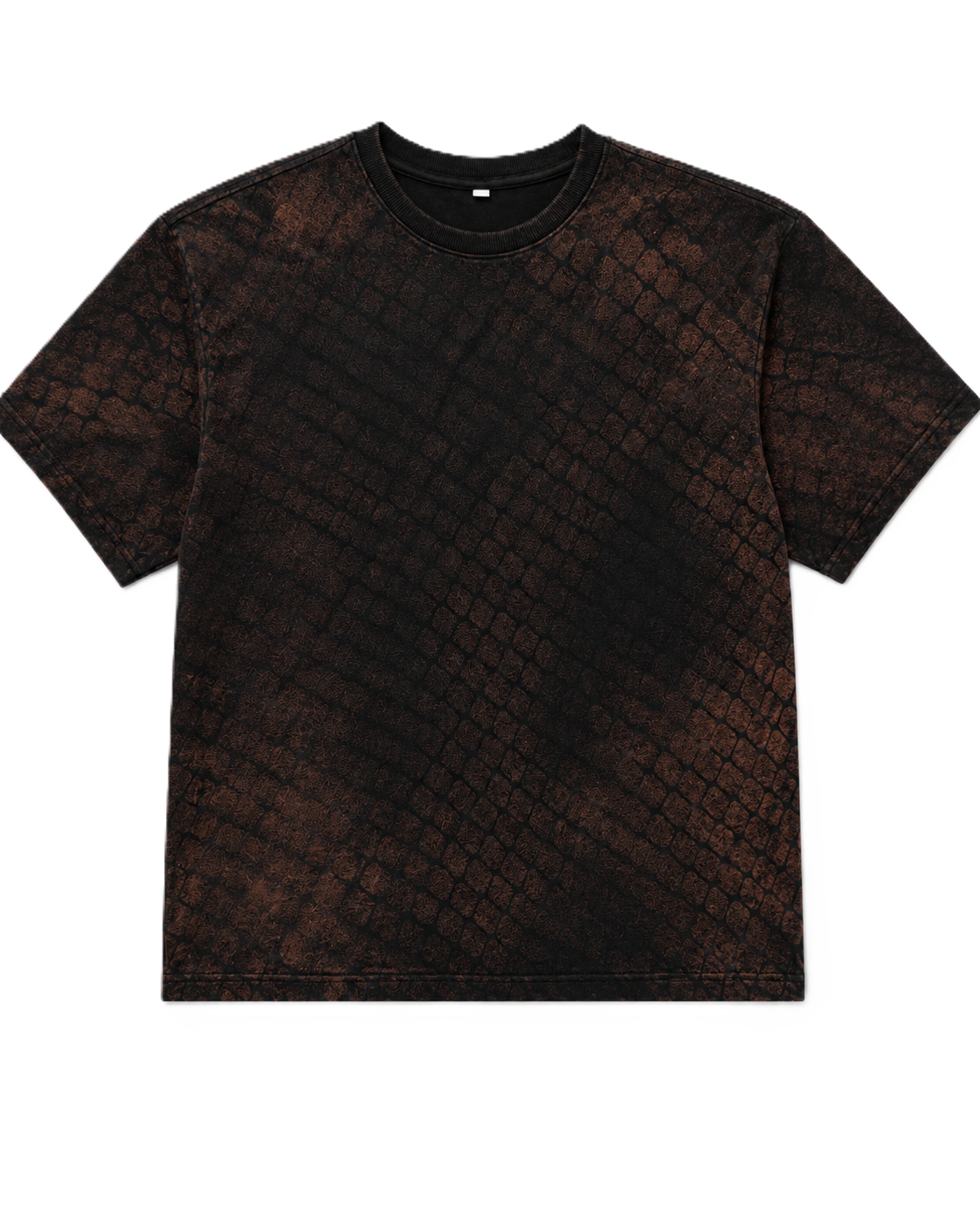 RUST GRID BLACK ACID WASH OVERSIZED T-SHIRT