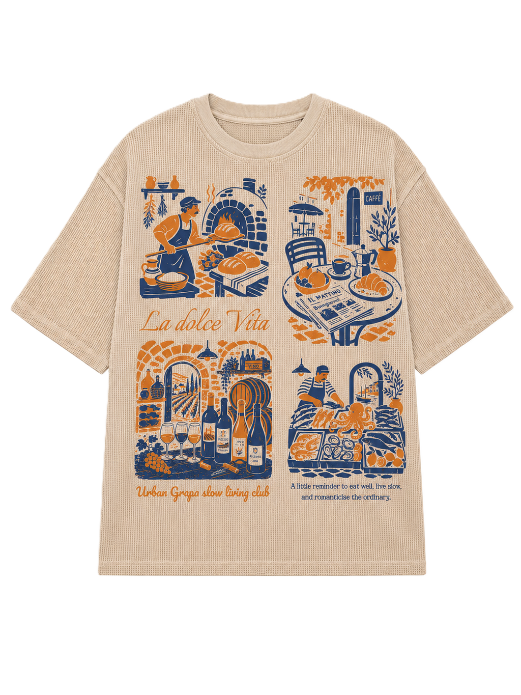 LA DOLCE VITA WAFFLE OVERSIZED T-SHIRT