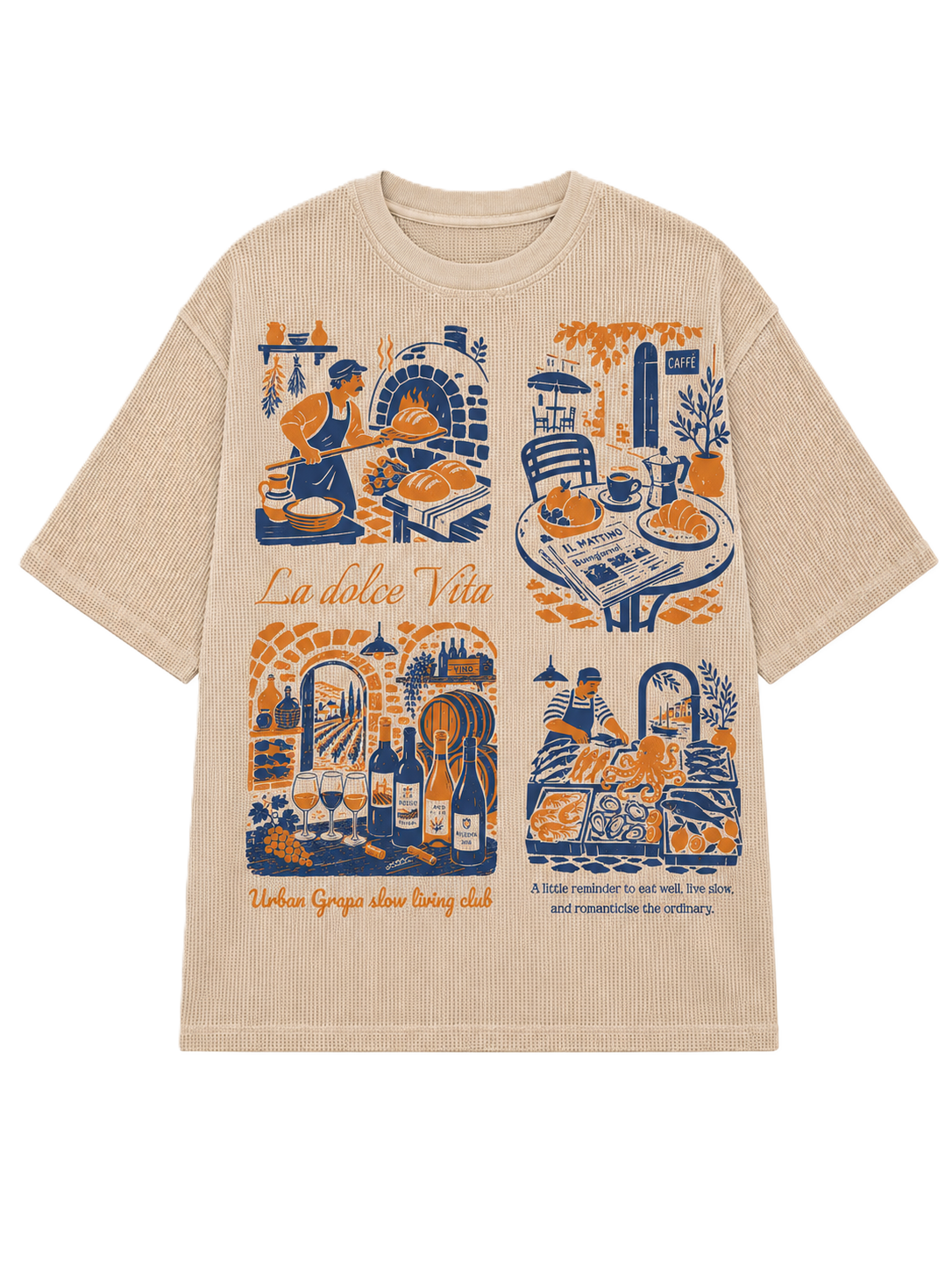LA DOLCE VITA WAFFLE OVERSIZED T-SHIRT
