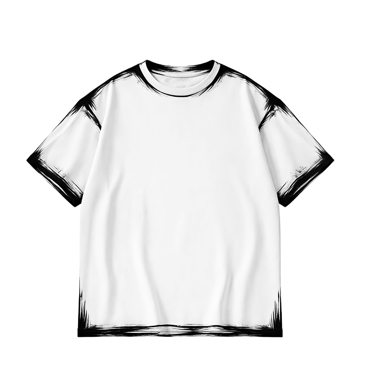 BRUSH PAINTED BORDERS OVERSIZED T-SHIRT