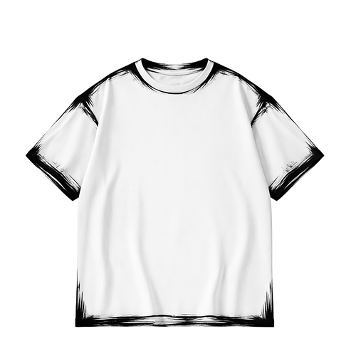 BRUSH PAINTED BORDERS OVERSIZED T-SHIRT
