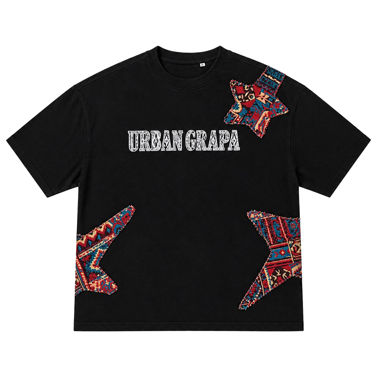 JACQUARD STARS BLACK OVERSIZED T-SHIRT