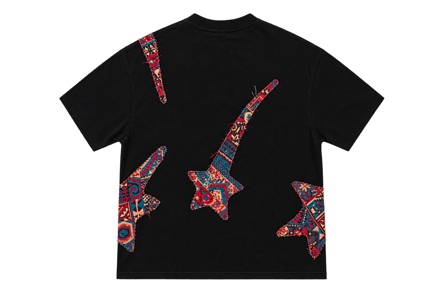 JACQUARD STARS BLACK OVERSIZED T-SHIRT