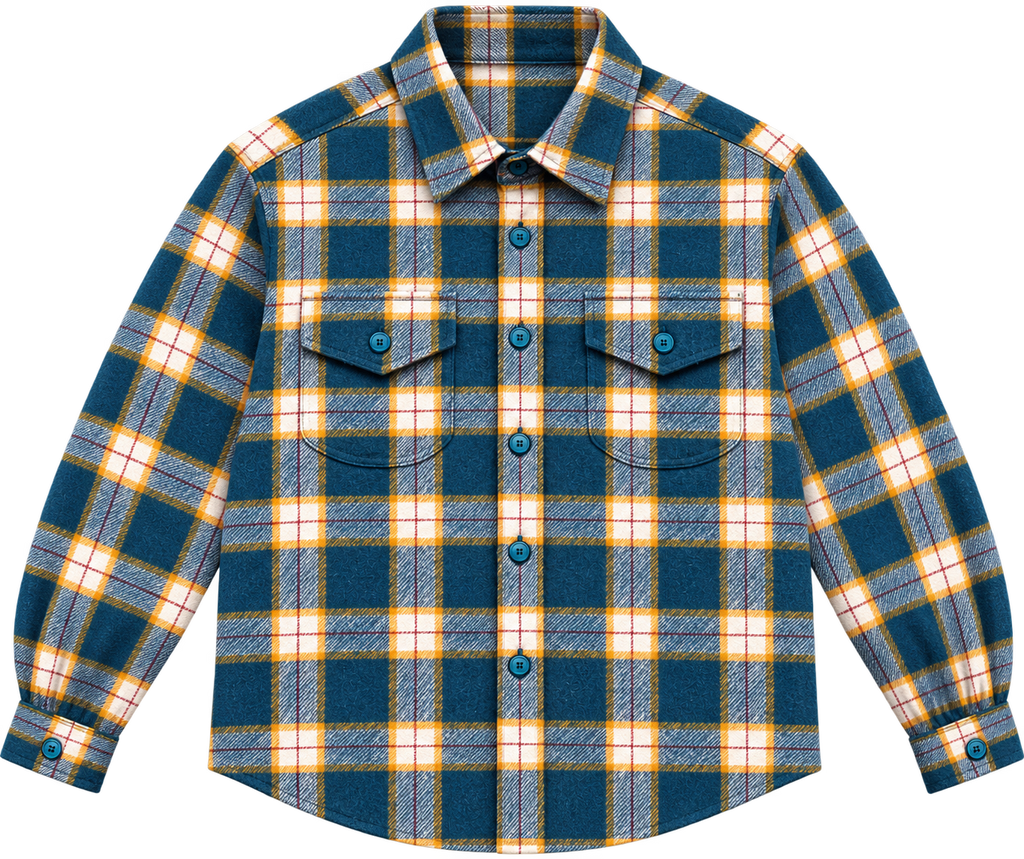 TEAL BLUE TWILL FLANNEL OVERSIZED SHACKET