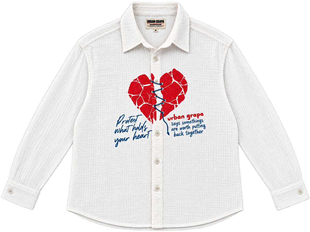 PROTECT WHAT HOLDS YOUR HEART GAUZE OVERSIZED SHIRT