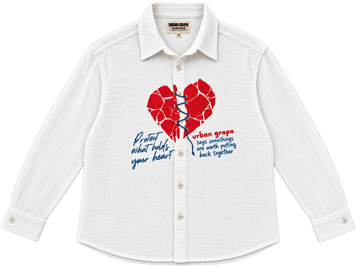 PROTECT WHAT HOLDS YOUR HEART GAUZE OVERSIZED SHIRT